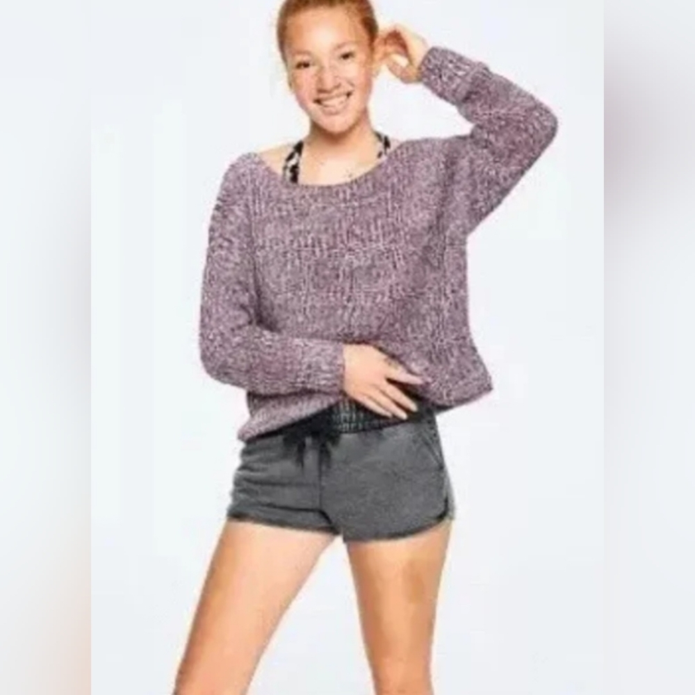 Medium PINK by Victorias Secret Purple Marled 100% Cotton Knit Pullover Sweater